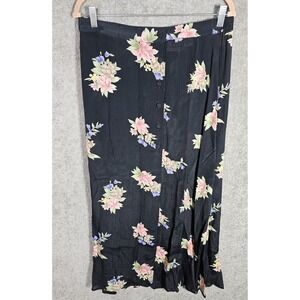 Vintage Paul Harris Design Sheer Dark Floral Maxi Wrap Skirt Womens Size Large